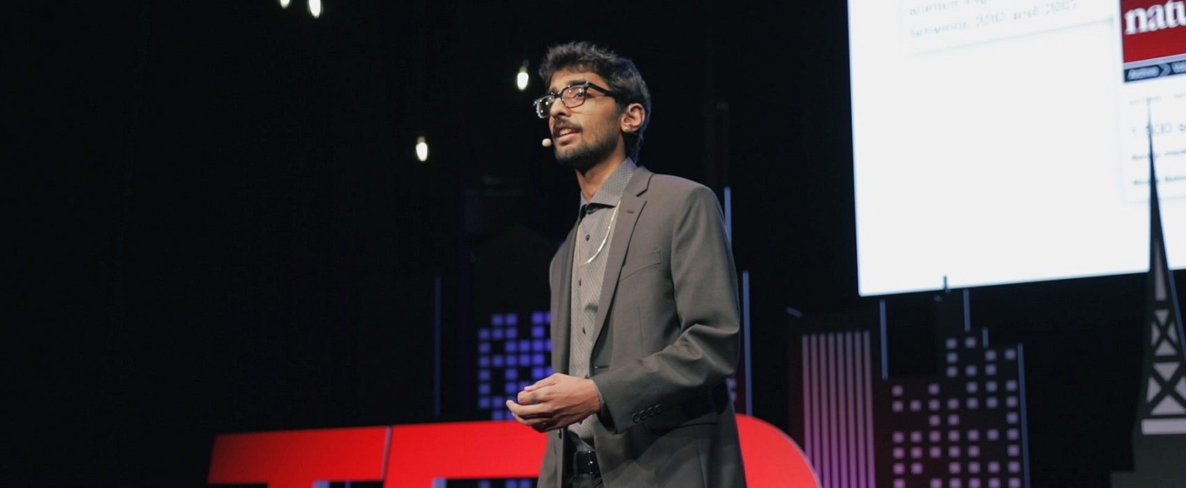 (Photo) Viputheshwar Sitaraman speaking about science & technology at TEDx @ GCU
