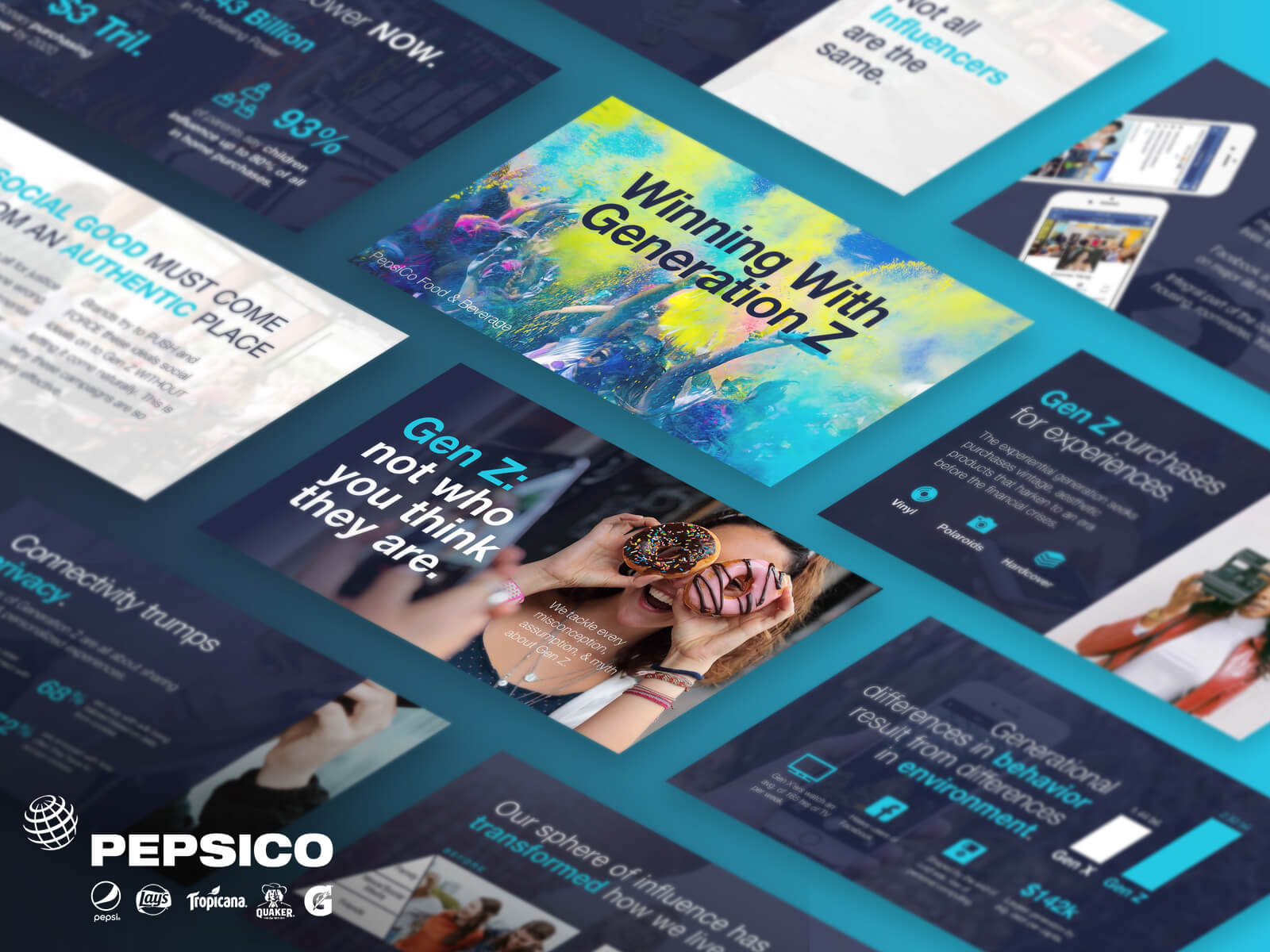 Consumer research slide deck design for PEPSICO about Gen Z.