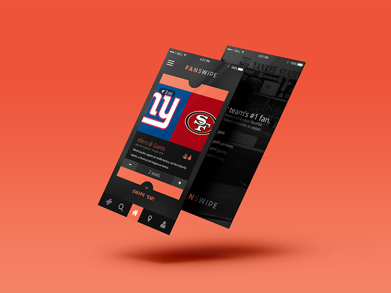 fanswipe App UI/UX design sample: Events & Sports - created by Viputheshwar Sitaraman