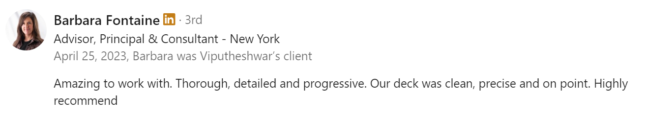 Vip Sitaraman - Verified Customer Review (Apr 2023) by Barbara F.