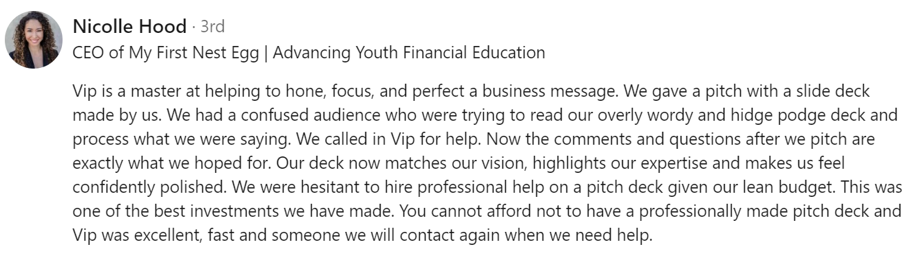 Vip Sitaraman - Verified Customer Review (Feb 2022) by Nicolle H.