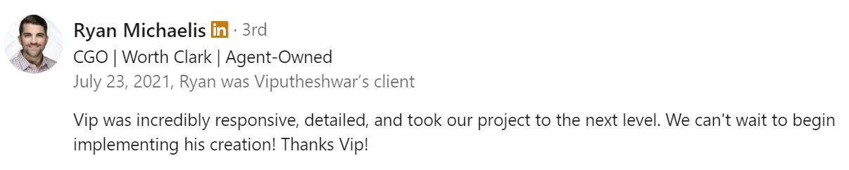 Verified Customer Review of Vip Sitaraman (2021) for Real Estate Pitch Deck Design