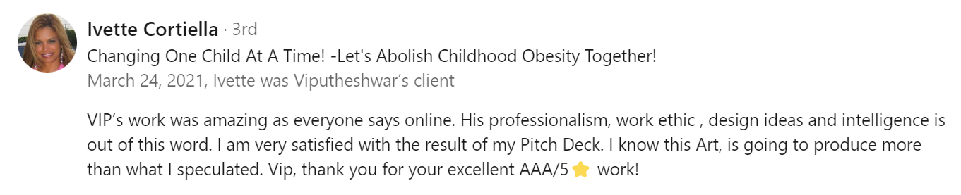 Vip Sitaraman - Verified Customer Review (Mar 2021) by Ivette C.