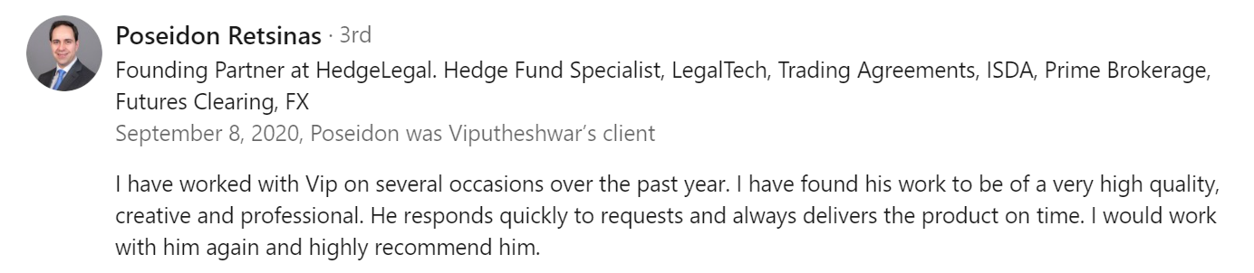 Vip Sitaraman - Verified Customer Review (Sep 2020) by Poseidon R.