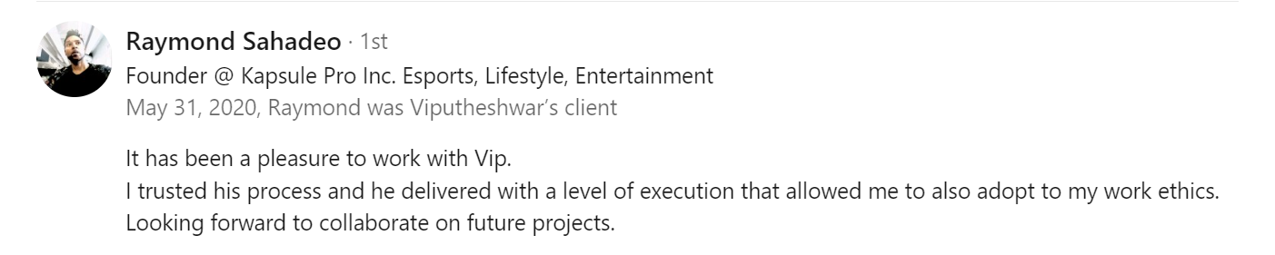 Review of Vip Sitaraman Pitch Deck Designer by Raymond S.